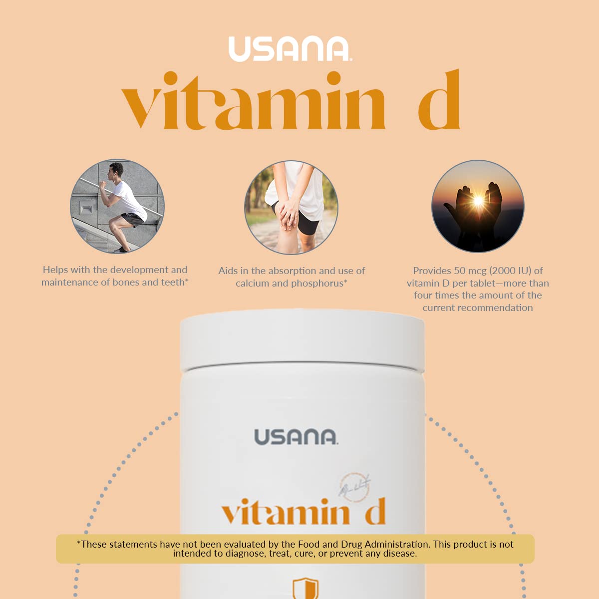 USANA Vitamin D 2000 IU – Immune Support, 84 Tablets
