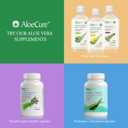AloeCure USDA Organic Aloe Vera Juice - Grape Flavor, 16.7oz