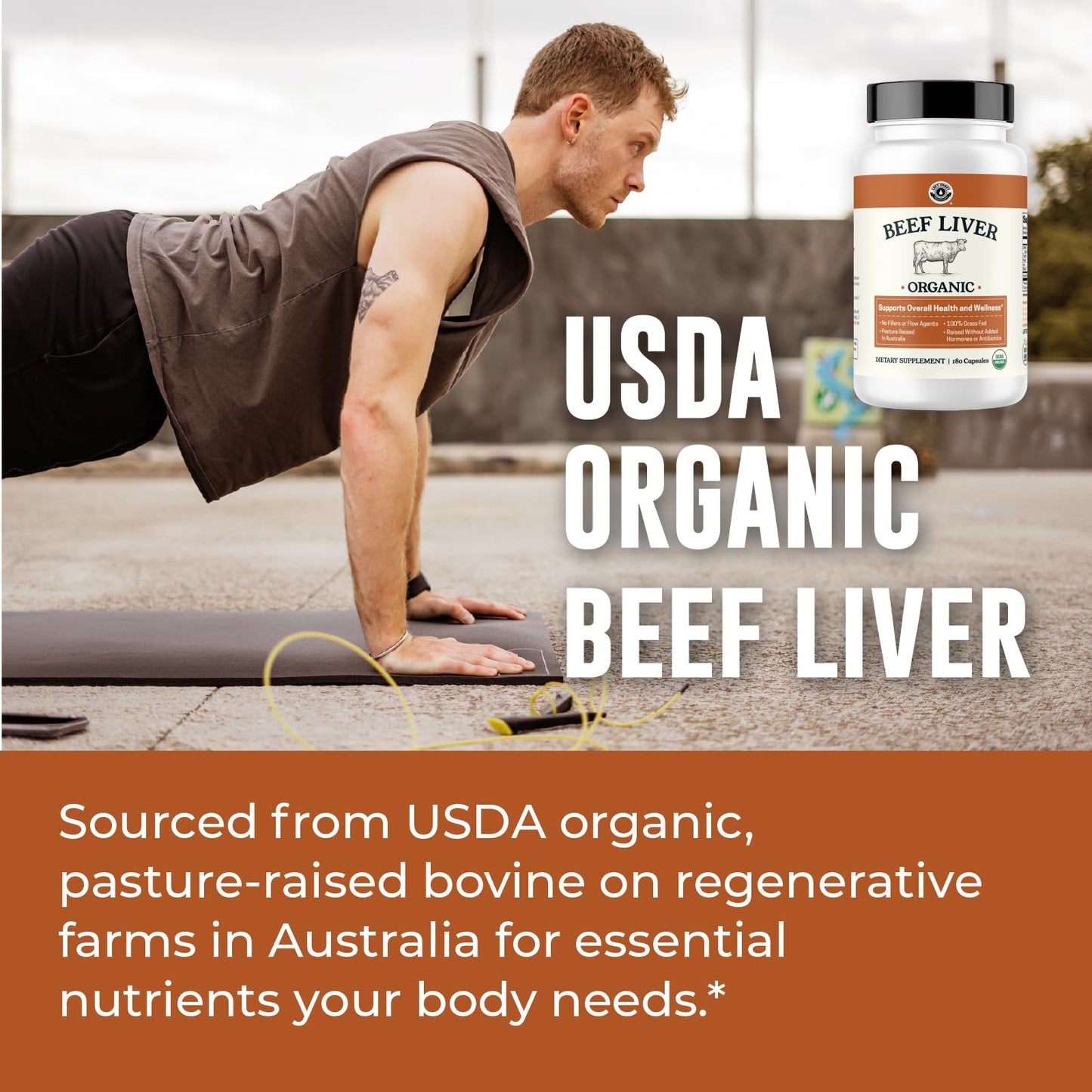 USDA Organic Beef Liver Capsules – Grass-Fed & Pasture-Raised in Australia | 180 Capsules