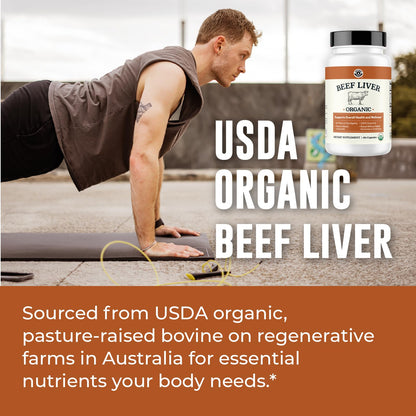 USDA Organic Beef Liver Capsules – Grass-Fed & Pasture-Raised in Australia | 180 Capsules