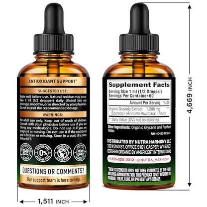 USDA Organic Graviola Soursop Bitters Liquid – Digestive Detox & Immune Support | 2 Fl Oz | Made in USA