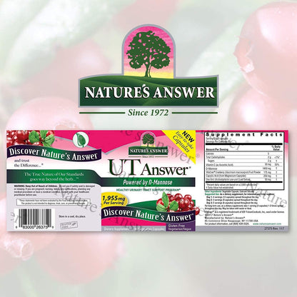 Nature's Answer UT Answer with D-Mannose 1955mg - 90-Count | Urinary Tract & Bladder Support