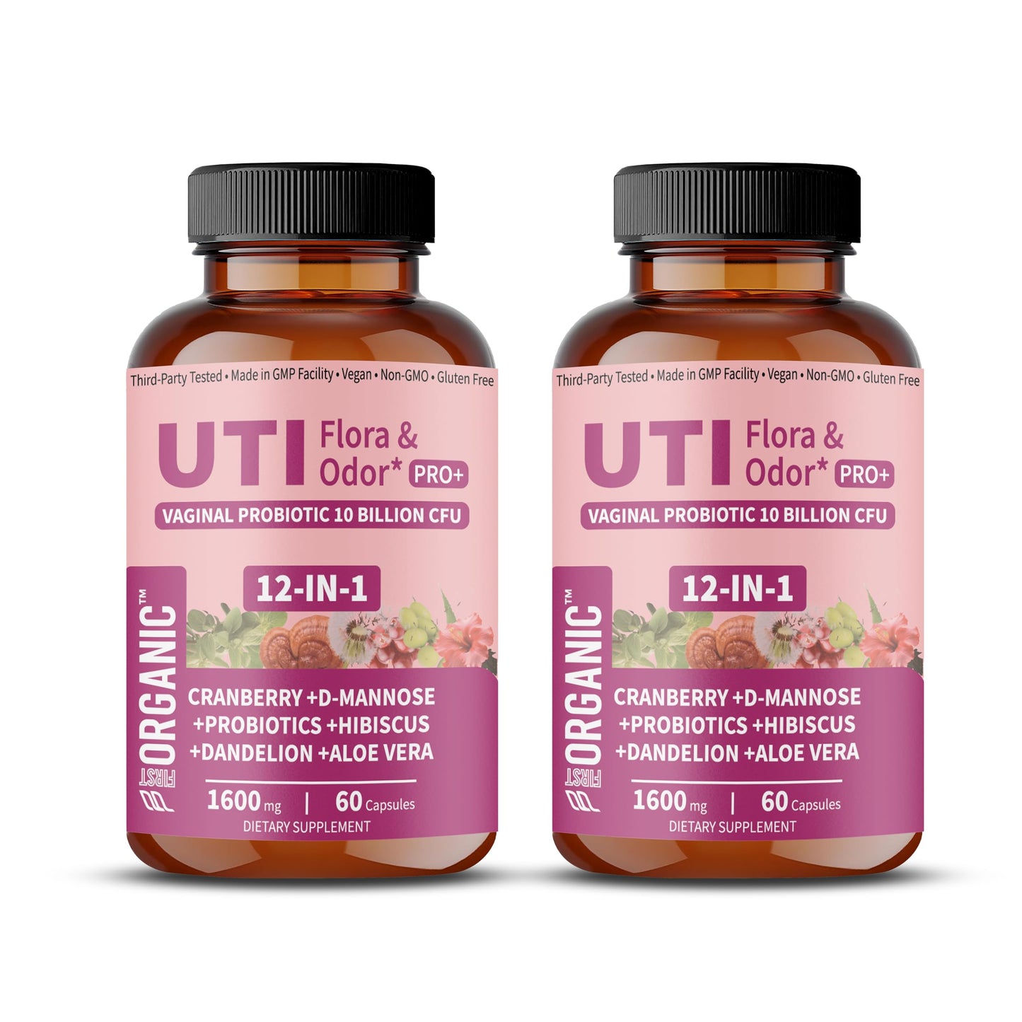 UTI Flora & Odor Pro+ Pack of 2 – Intimate Freshness, Cranberry, D-Mannose & Probiotics