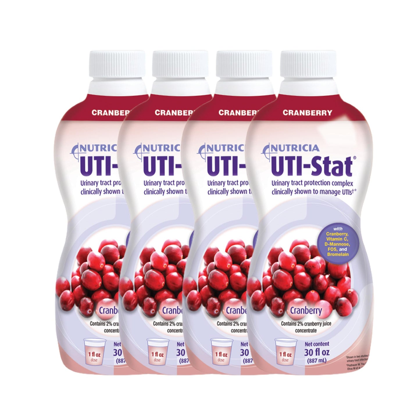 UTI-STAT Nutricia Medical Food – Cranberry Flavor, 30 oz Bottle (Case of 4) for Urinary Tract Health