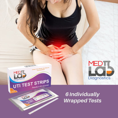 UTI Test Strips Pack of 6 – Individually Wrapped Urine Test Kit (Women, Men, Kids, Pets)