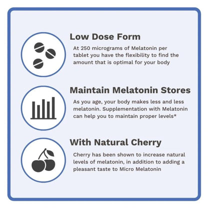 Utzy Naturals Micro Melatonin 250mcg | Natural Cherry | 120 Tabs