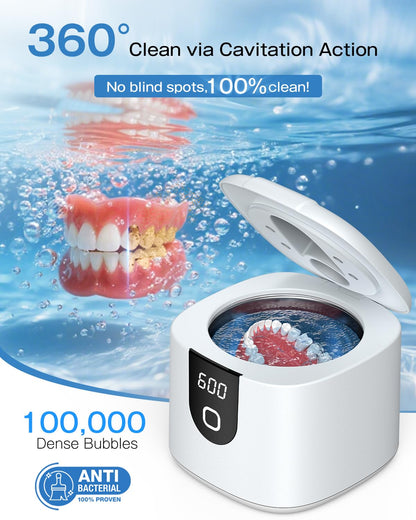 2025 Enhanced Ultrasonic Retainer Cleaner – 2X Power, 45kHz, UV Lights, 4 Modes
