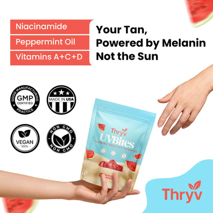 Thryv UVBites Tanning Gummies | Self Tan Supplement & Glow Up Skin
