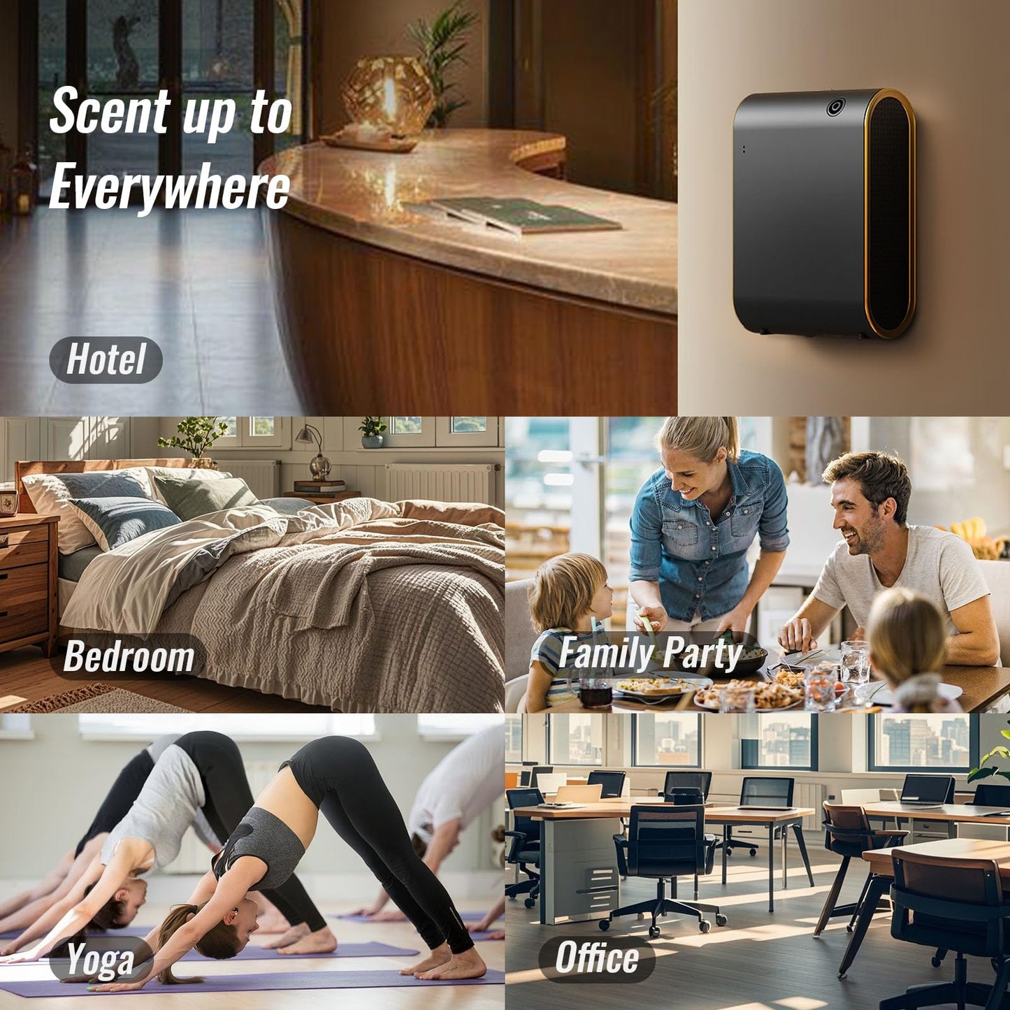 UXIKAPEEN Scent Air Machine — Waterless Diffuser for 1500 Sq Ft, Bluetooth Hotel Collection (Black)