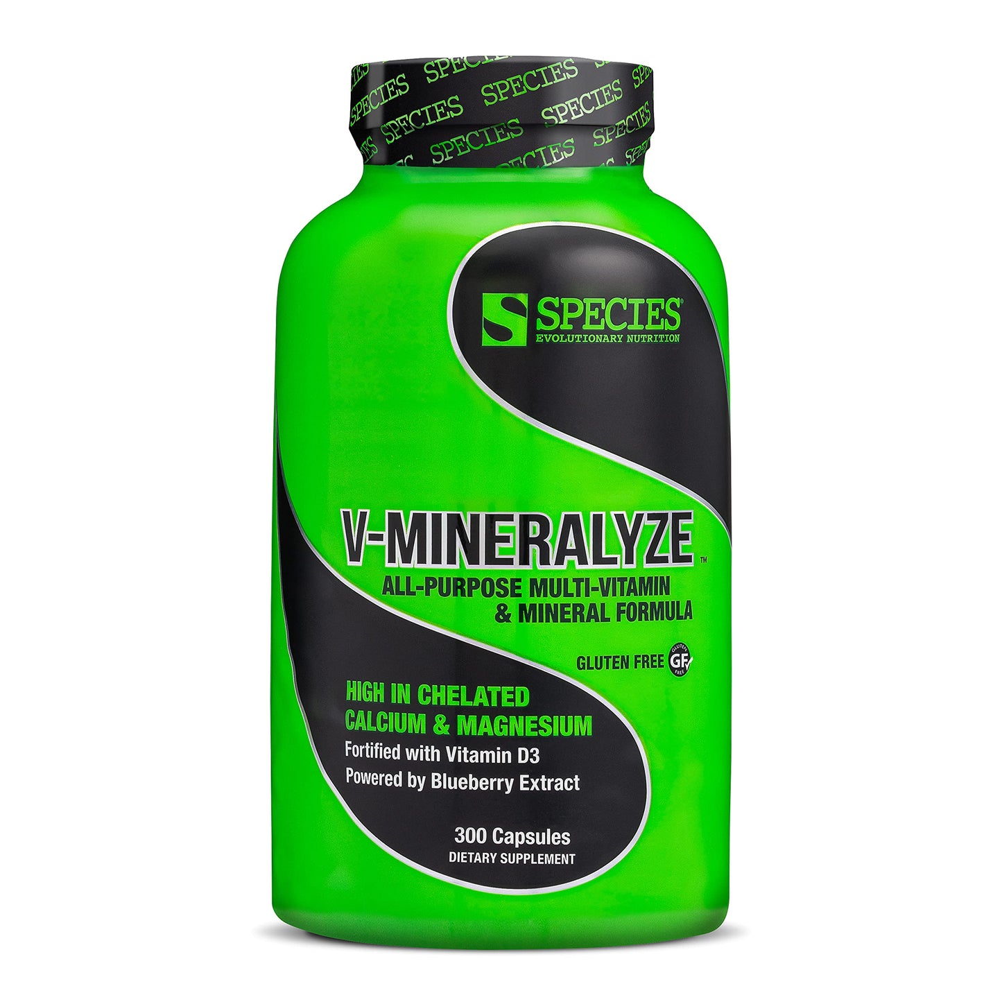 Species Nutrition V-Mineralyze All-Purpose Multivitamin – Vitamin C & D3, Chelated Minerals, Blueberry Extract, 300 Capsules