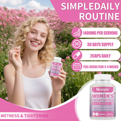 Vaginal Moisturizer Capsules – Kacip Fatimah 1000mg, Manjakni 200mg & Slippery Elm | Vegan, 60 Capsules