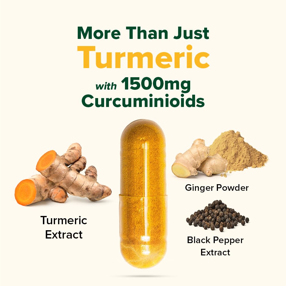 VAHDAM Turmeric Ginger 1900mg – 1500mg Curcuminoids | Joint Health & Mobility | 90 Capsules