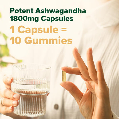 VAHDAM Ashwagandha 1800mg with L-Theanine | Stress Relief, Mood & Sleep | 90 Capsules