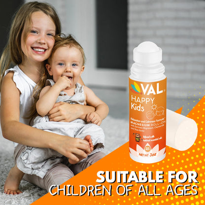 VAL Magnesium Roll-On for Kids – Zechstein Magnesium Chloride, Calm & Relaxation | USA Made | 3oz