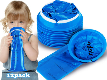 Valchoose 12-Pack Kids Vomit Bags – Hospital-Grade 800ml (Blue)