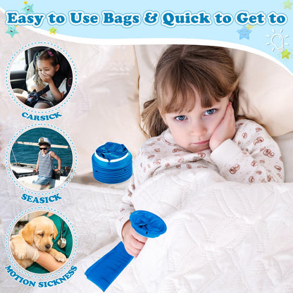 Valchoose 12-Pack Kids Vomit Bags – Hospital-Grade 800ml (Blue)
