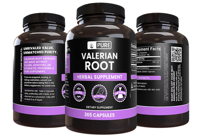 PURE ORIGINAL INGREDIENTS Valerian Root (365 Capsules) No Magnesium Or Rice Fillers, Always Pure, Lab Verified