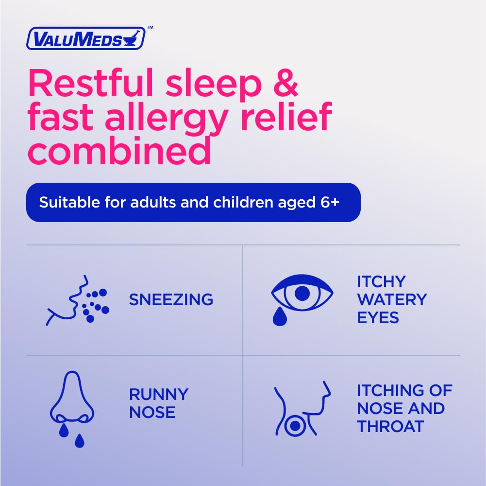 ValuMeds Allergy Medicine Diphenhydramine HCl 25 mg | For Children & Adults | Relieve Itchy Eyes, Runny Nose & Sneezing (600)