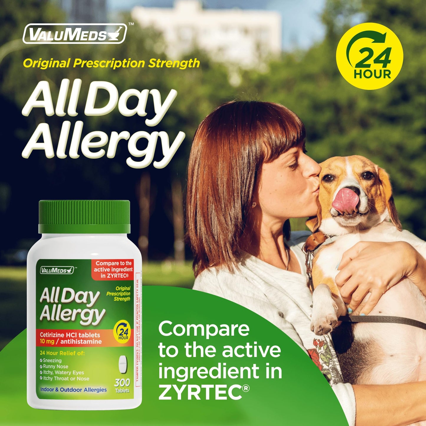 ValuMeds 24-Hour Allergy Medicine Cetirizine HCl 10mg Caplets | Non-Drowsy, 300 Count