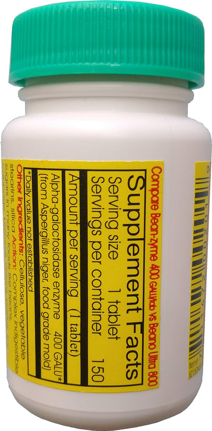 Bean-Zyme Extra Strength Gas Relief 400 GALU | ValuePricedMeds Vegan Digestive Enzyme