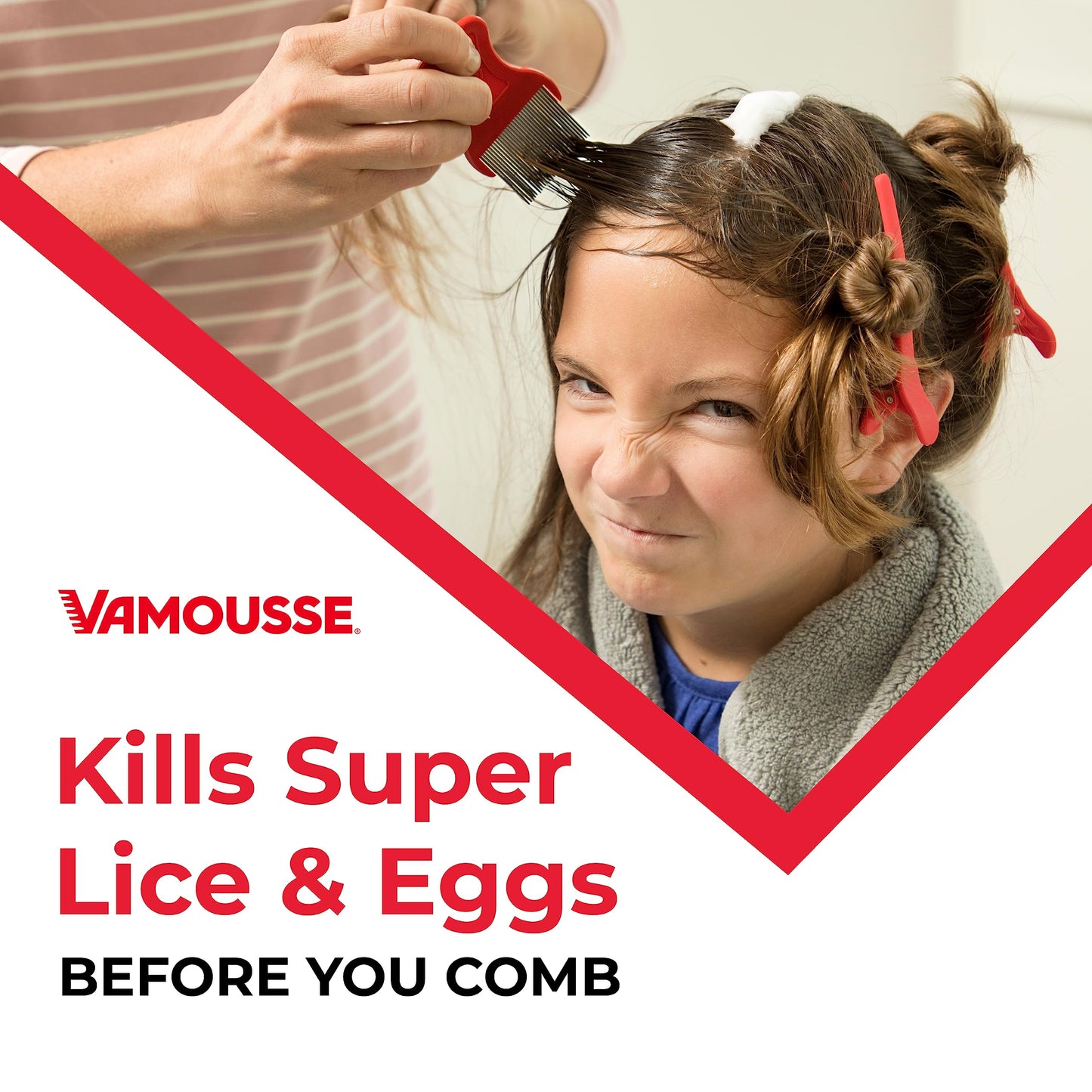 Vamousse Lice Emergency Kit — Mousse, Daily Shampoo & Steel Comb for Kids & Adults