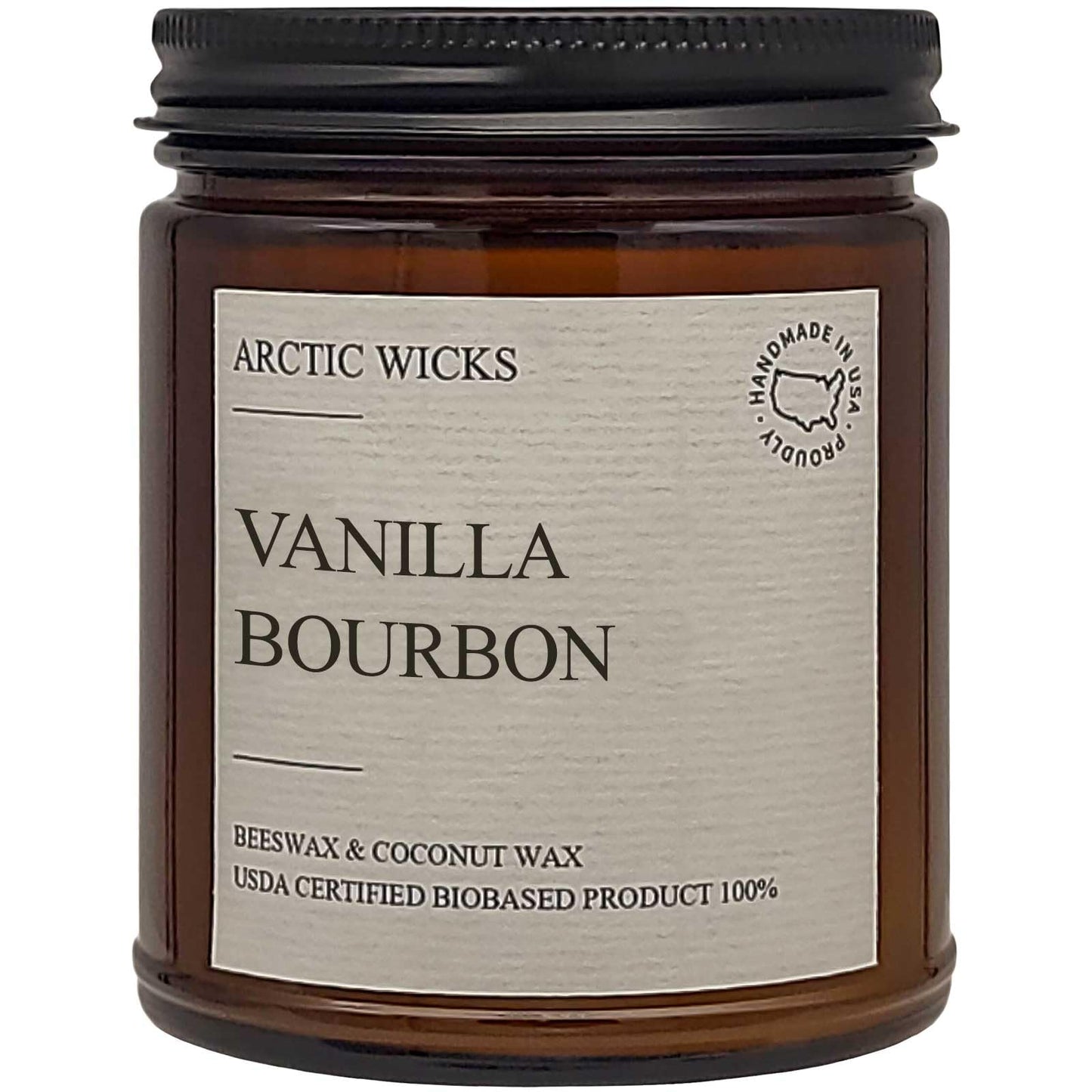 Vanilla Bourbon Candle | 9oz Coconut & Beeswax | Non-Toxic & USDA Biobased