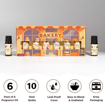 Folkulture Christmas Essential Oils for Home | Set of 6 (0.34 fl oz x 6) Bakery Essential-Oil for Diffuser, Relaxation | Strawberry, Vanilla Essential Oil for Aromatherapy | Christmas Gifts for Women
