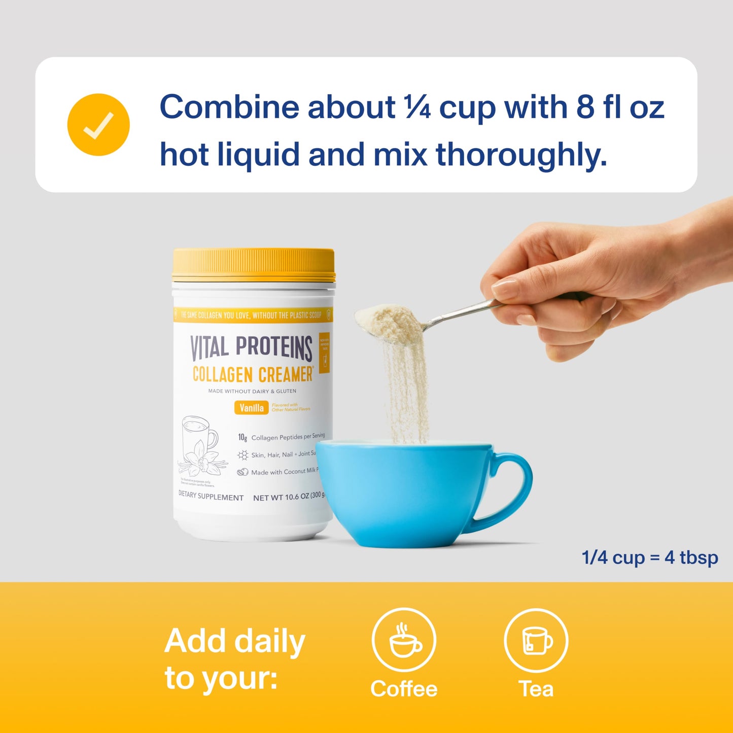 Vital Proteins Collagen Peptides Powder - Vanilla Coffee Creamer for Hair & Nails