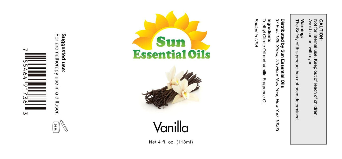 Vanilla Essential Oil 4 oz with Dropper | Sun Essential Oils