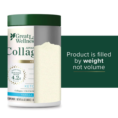 Great Lakes Wellness Keto Boost Collagen Peptides Powder – Vanilla, 14.1 oz | 4.2g MCTs, Non-Dairy Coffee Creamer, Non-GMO, Kosher
