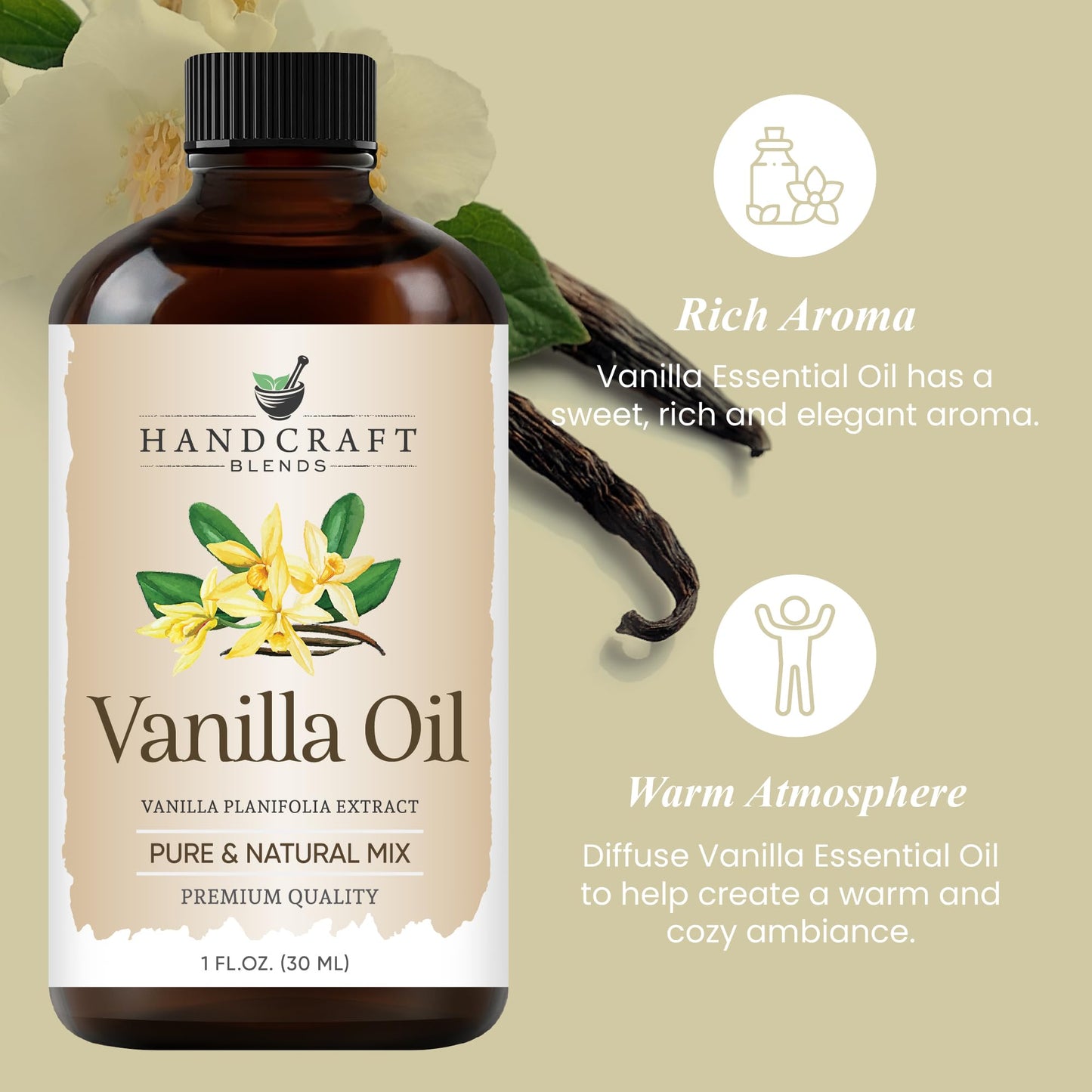 Handcraft Blends Vanilla Essential Oil – 1 Fl Oz | Pure & Premium Grade