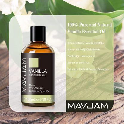 Vanilla Essential Oil 100ml | MAYJAM Premium (Gift Box) for Aromatherapy, Diffuser, Soap & Candle Making