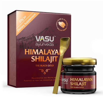 VASU Ayurveda Himalayan Shilajit Resin 400mg – Lab Tested | Natural Energy & 85+ Minerals