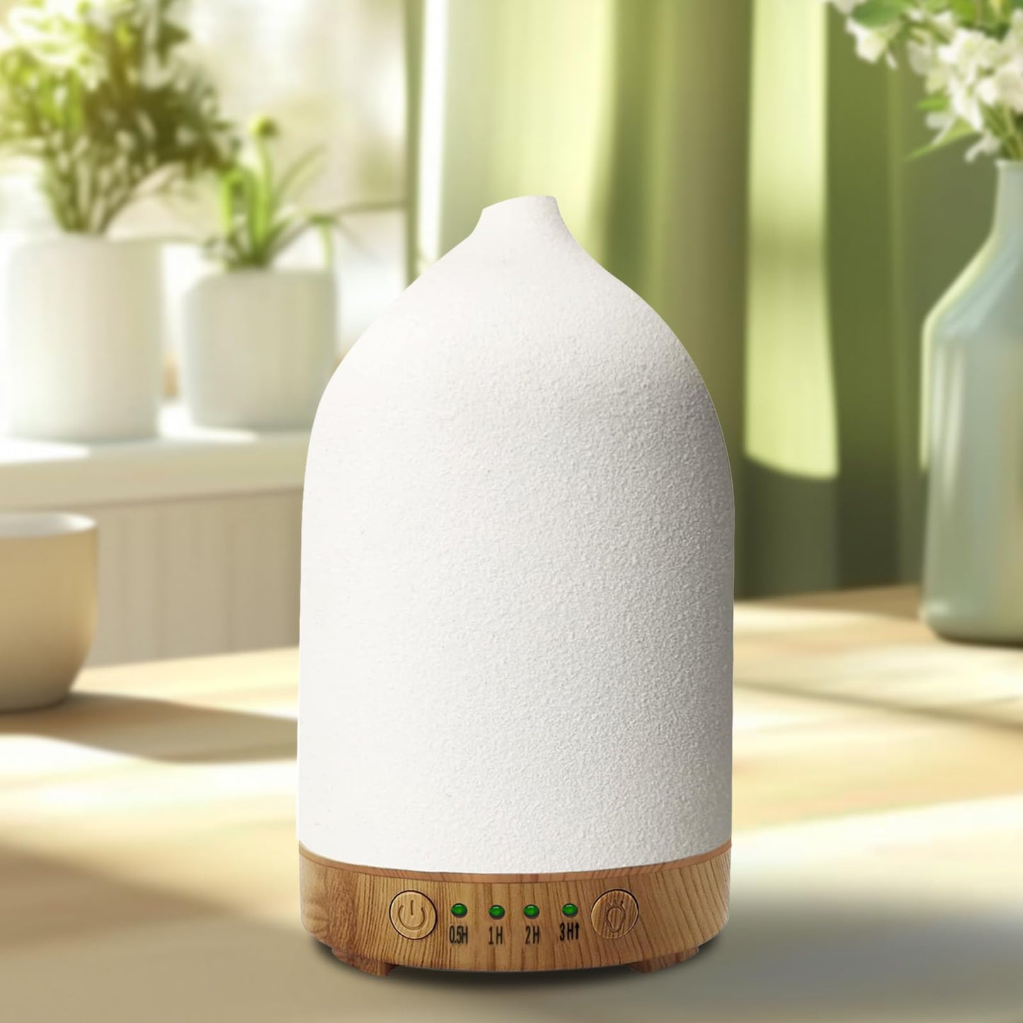 Vasysvi Essential Oil Diffuser Humidifier — Ceramic 100ml, 7-Color LED, Auto Shut-Off, 4 Timers