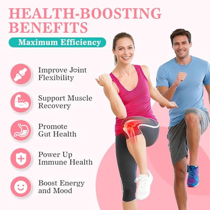 Vazatisi Sugar Free Collagen Gummies – Multi-Collagen Peptides (I II III V X) + Biotin, Strawberry, 60 Count