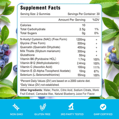 Vazatisi NAC Gummies – 600 mg NAC, Milk Thistle, Selenium, B6, B12 | 120 ct