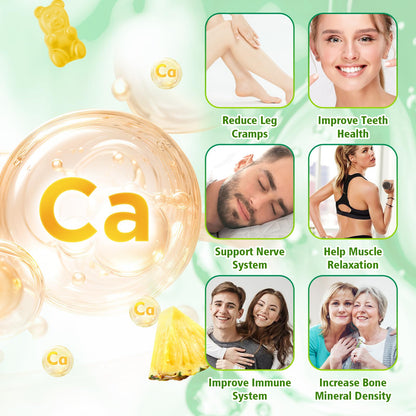 VCCHUYH Calcium Citrate Gummies 1200 mg – Sugar-Free, Vegan, Pineapple