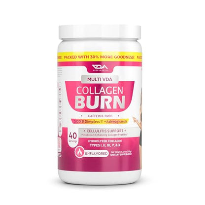 VDA Collagen Burn – Flavorless Hydrolyzed Collagen with Peptides (Types I–X) | 40 Servings