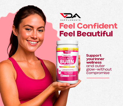 VDA Collagen Burn – Flavorless Hydrolyzed Collagen with Peptides (Types I–X) | 40 Servings