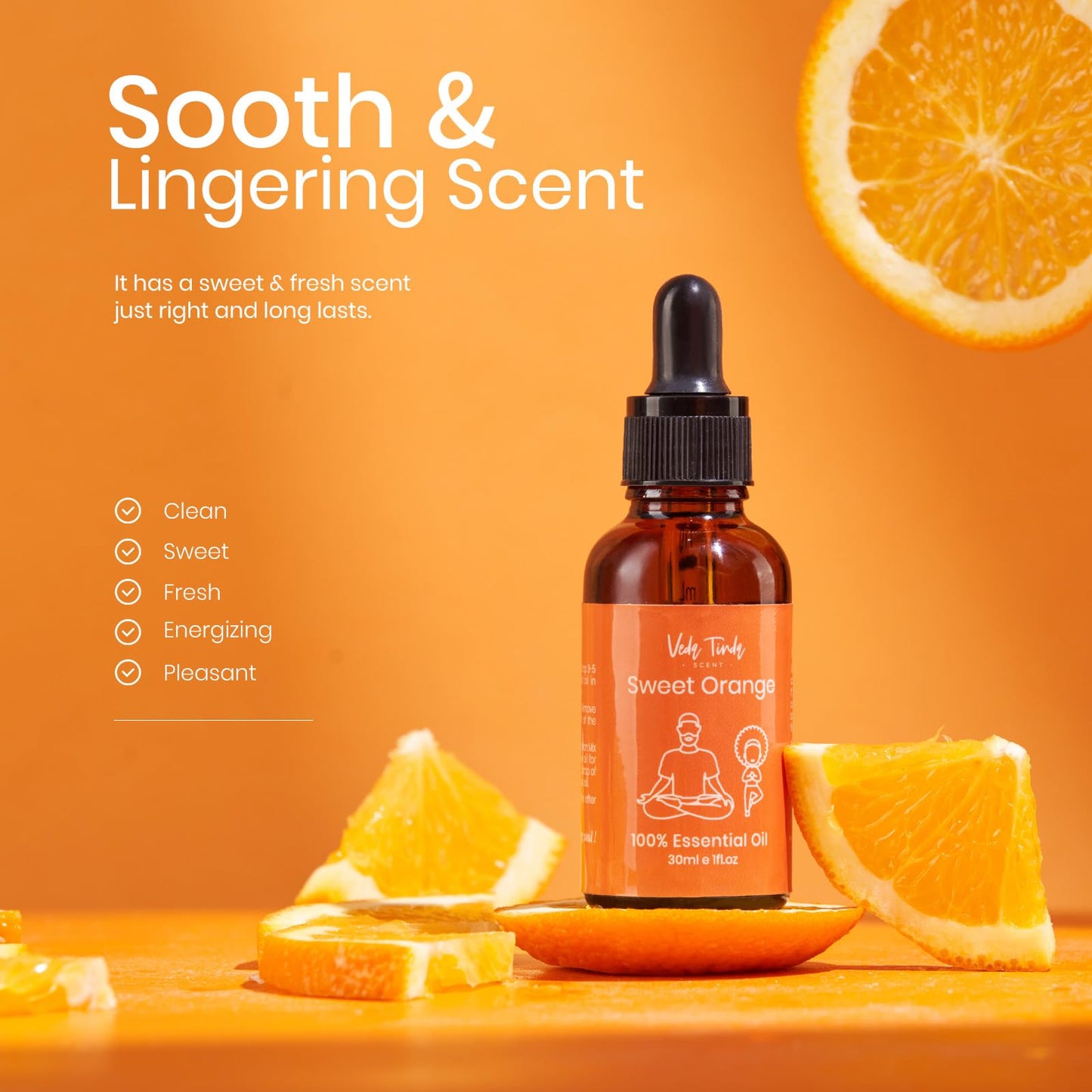 VEDA TINDA SCENT Sweet Orange Essential Oil – 100% Pure & Organic, 30 ml