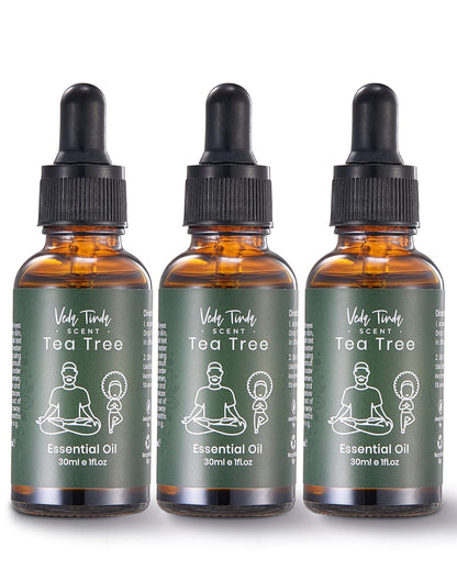 VEDA TINDA SCENT Tea Tree Oil with Dropper – 3x1oz for Diffuser & Skin/Hair Care