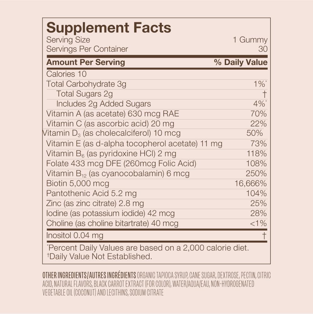 VEGAMOUR GRO Biotin Gummies – Strawberry Flavor, 5000 mcg Biotin (30 Ct)