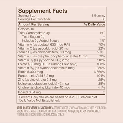 VEGAMOUR GRO Biotin Gummies – Strawberry Flavor, 5000 mcg Biotin (30 Ct)