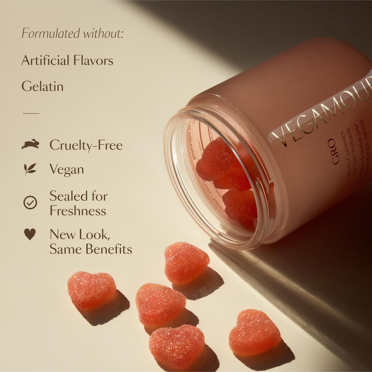 VEGAMOUR GRO Biotin Gummies – Strawberry Flavor, 5000 mcg Biotin (30 Ct)