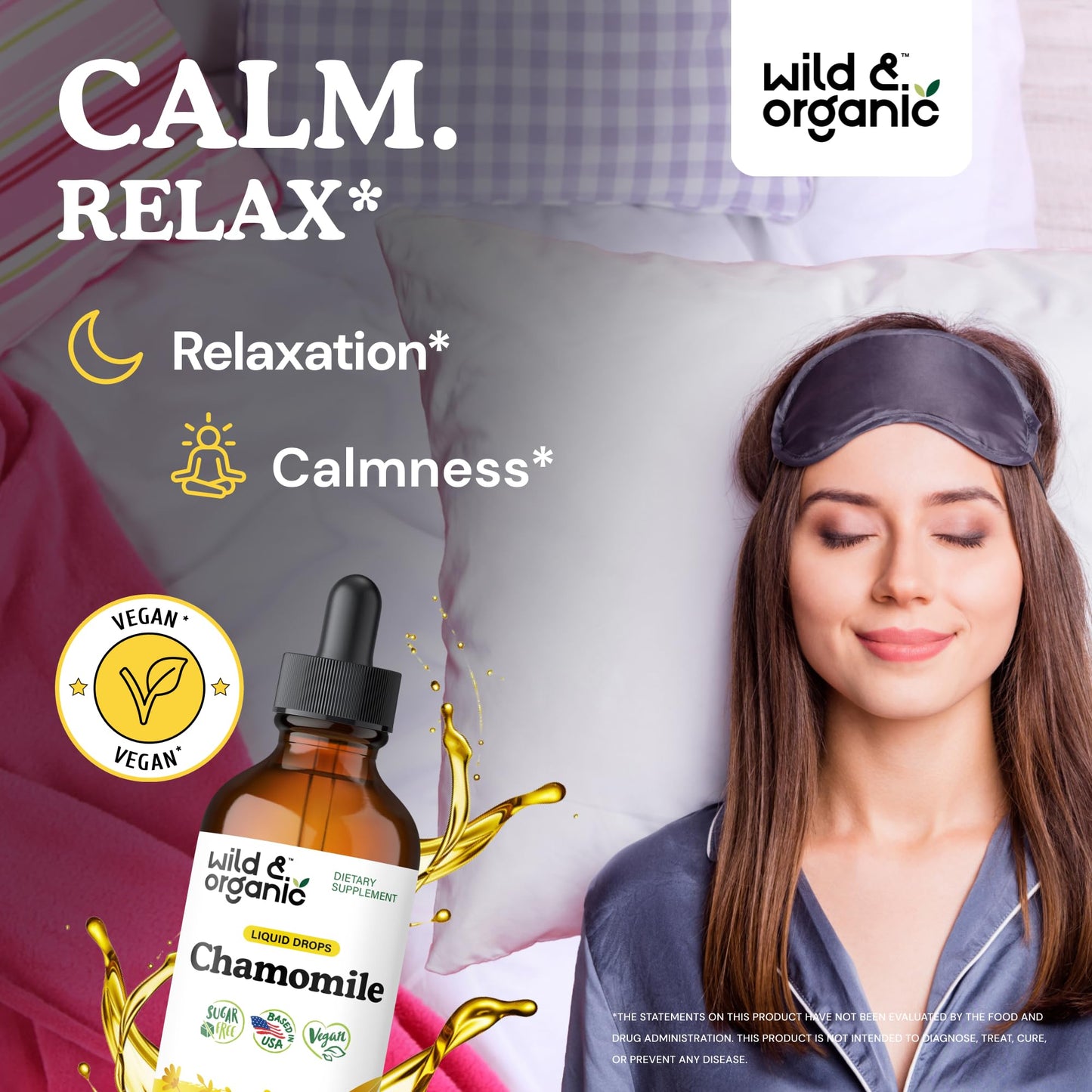 Wild & Organic Chamomile Tincture – Calming Relaxation, Vegan & Alcohol-Free | 4 oz