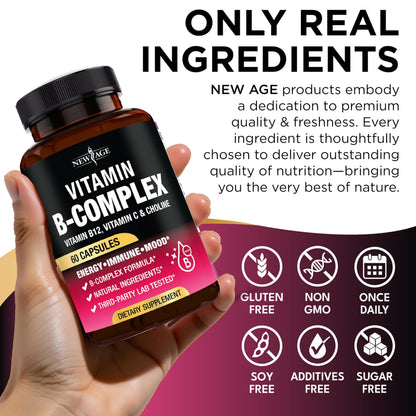 Vitamin B Complex for Men & Women – Made in USA – 120 Vegan Capsules