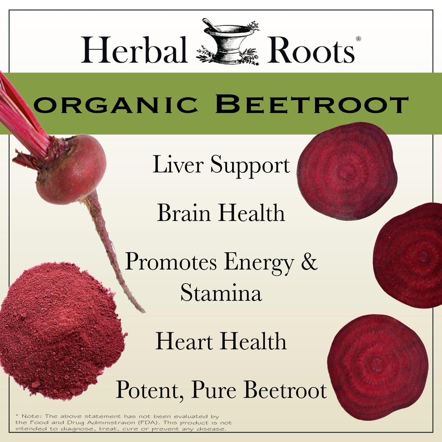 Herbal Roots Organic Beet Root Powder Capsules - 1,500mg per Serving | USDA Organic