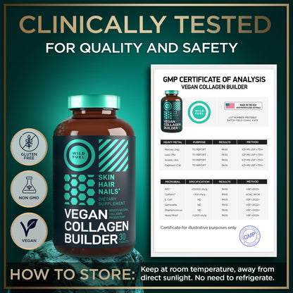WILD FUEL Vegan Collagen Booster Tablets — Cruelty-Free Plant-Based Support for Skin, Hair & Nails (2-Pack)