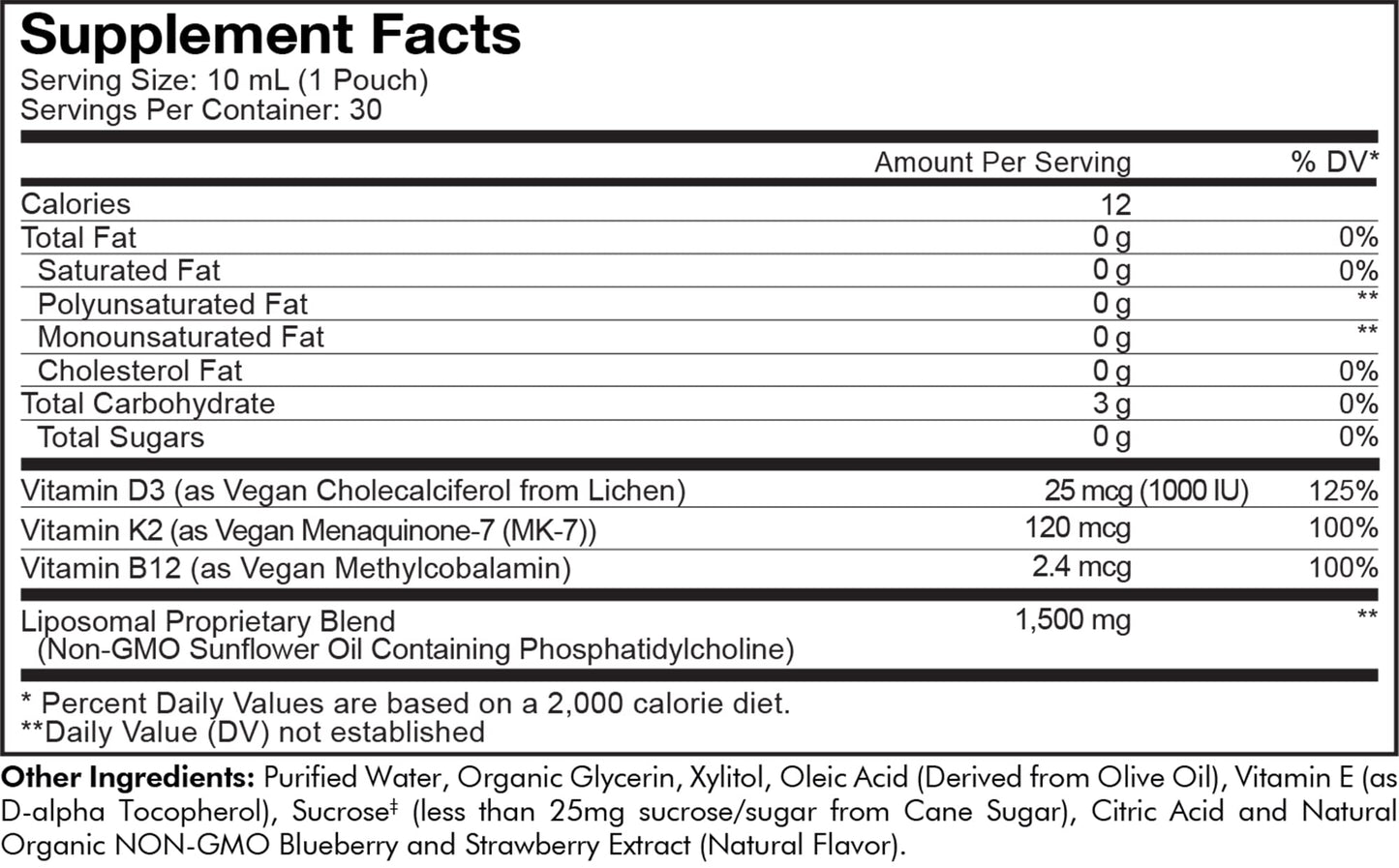 Codeage Liposomal Vitamin D3 Wonder-D – Vegan D3, K2 (MK-7) & B12 in Berry Flavor | 30 Pouches