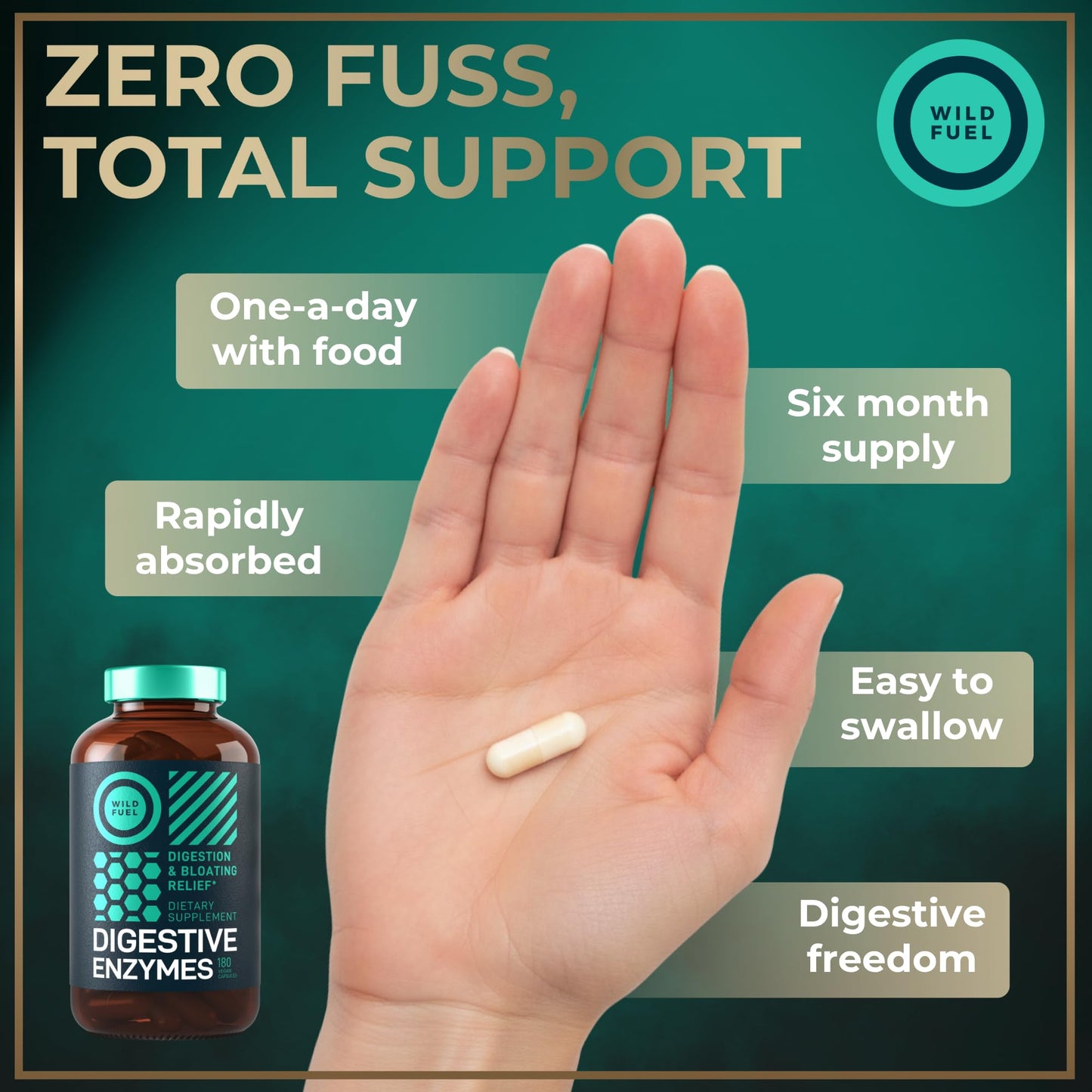 Digestive Enzymes for Women & Men with Probiotics & Prebiotics – Vegan Blend, 180 Capsules